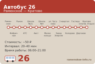 Автобус 26 Раменское &mdash; Кратово (2026)