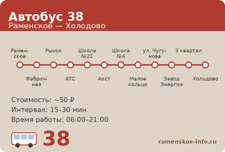 Автобус 38 Раменское &mdash; Холодово (2026)