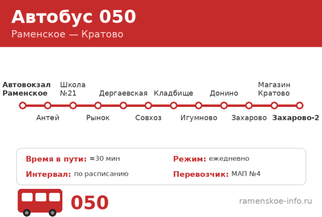 Автобус 50 Раменское &mdash; Кратово (2026)
